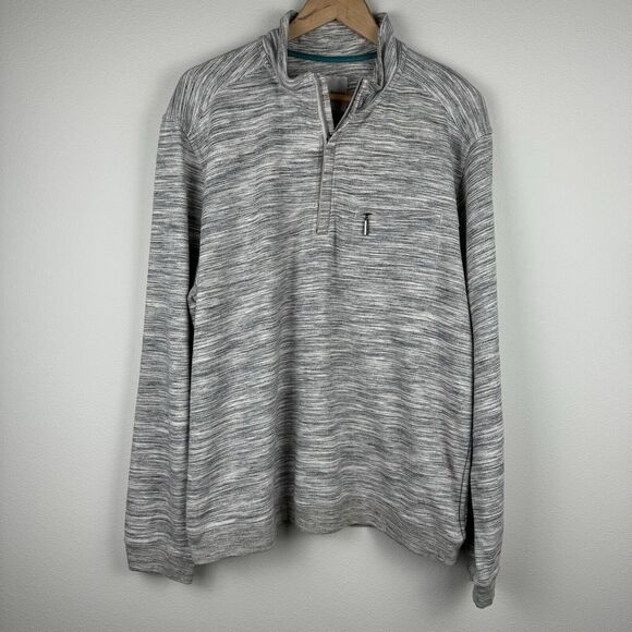 Tommy Bahama Other - Tommy Bahama 1/4 Zip Pullover Sweater Mens XL Heather Gray Cotton Long Sleeve